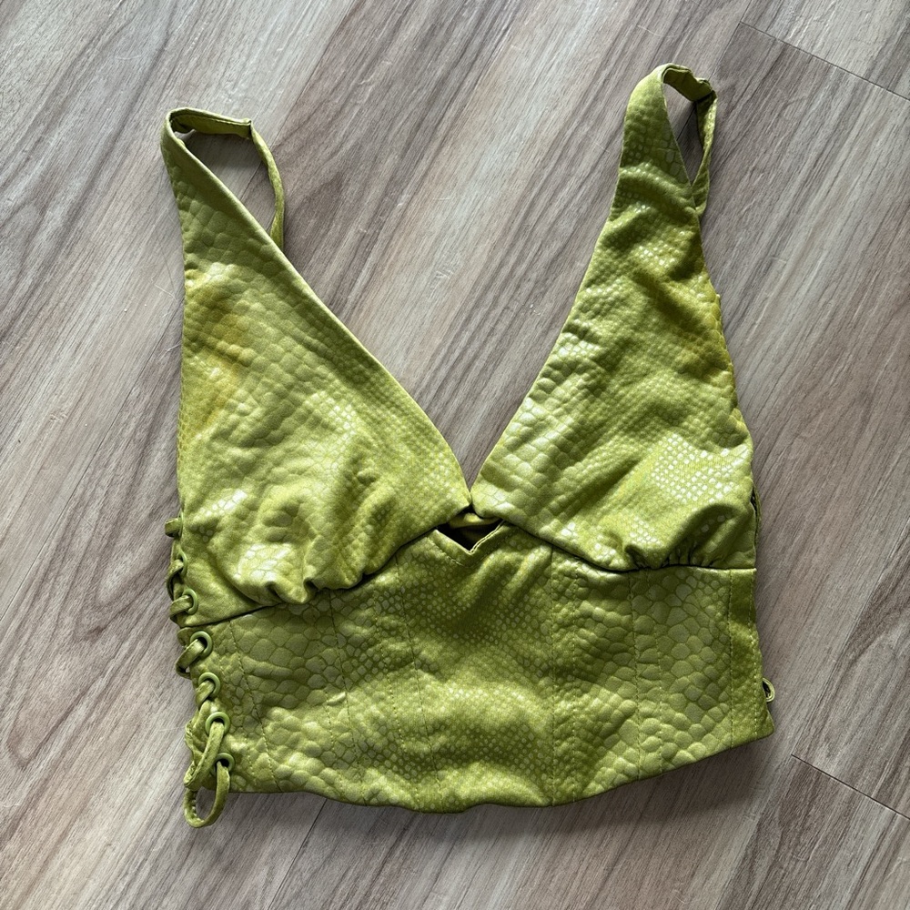 Garage Lime Green Textured Crop Top